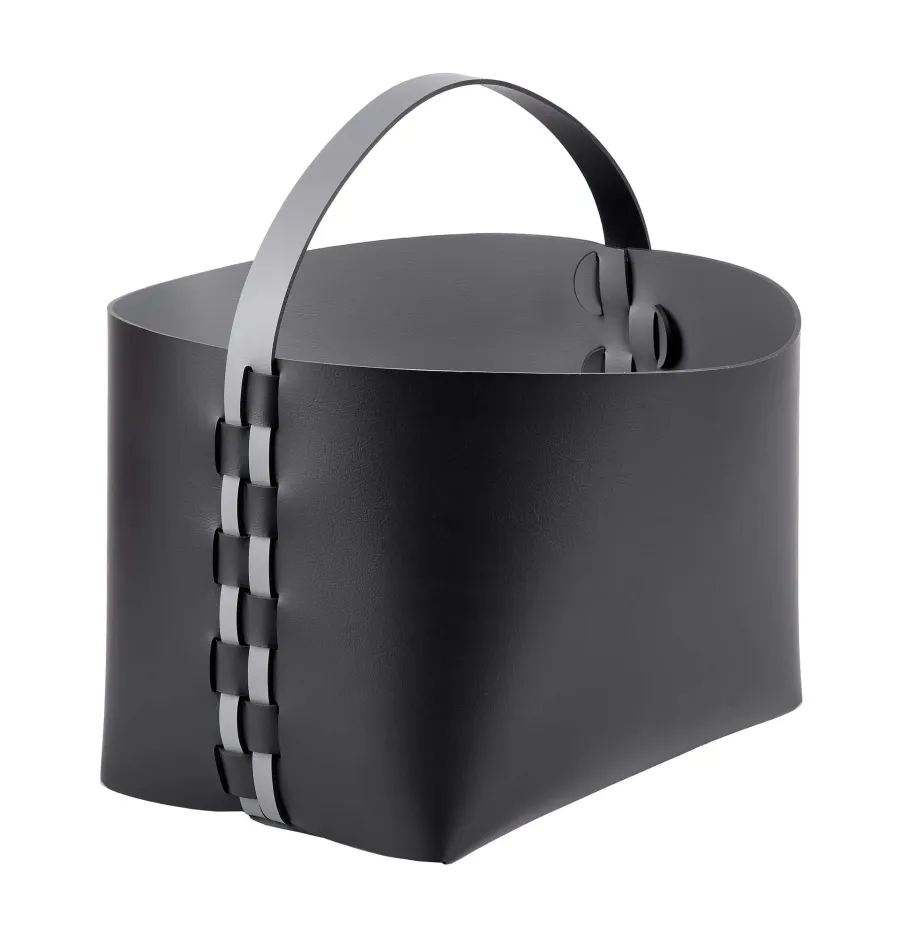 obrazek 1 Piękny czarny kosz Helena z rączką 35x30xH26 cm