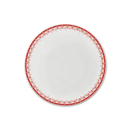 Zdjęcie Ekskluzywny głęboki porcelanowy talerz zdobiony delikatnym czerwonym motywem – Leander