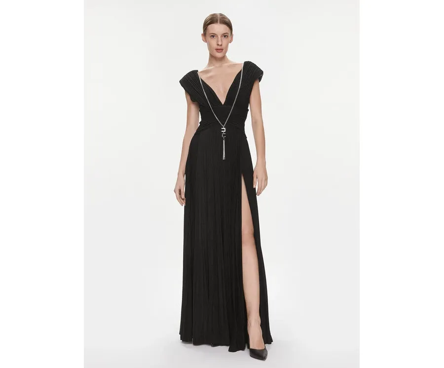 obrazek 1 Elisabetta Franchi Sukienka wieczorowa AB-563-41E2-5754 Czarny Regular Fit