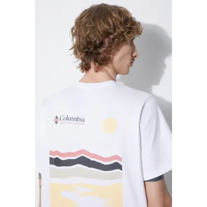 Zdjęcie Columbia t-shirt bawełniany Explorers Canyon kolor biały wzorzysty 2036451