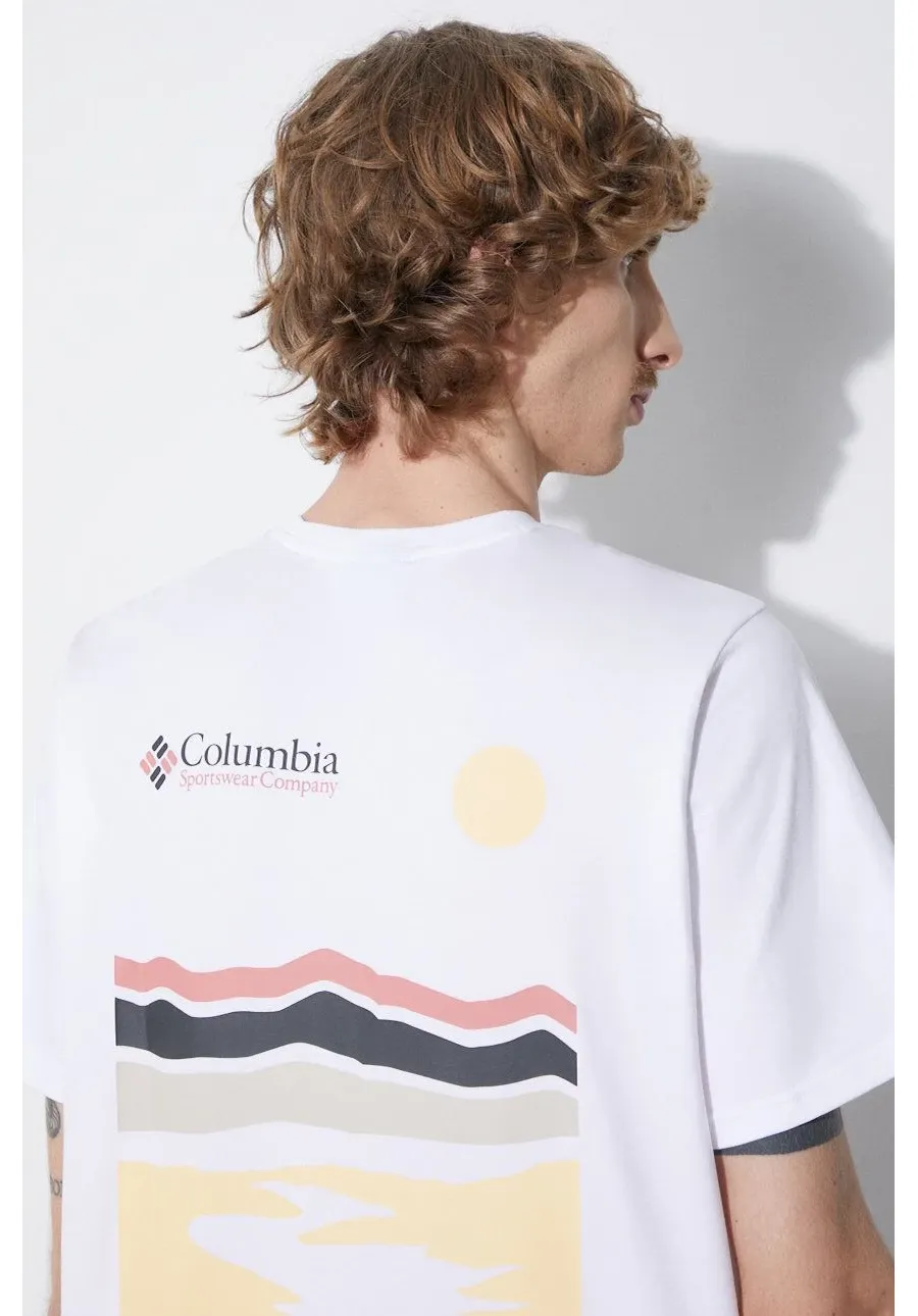 obrazek 1 Columbia t-shirt bawełniany Explorers Canyon kolor biały wzorzysty 2036451