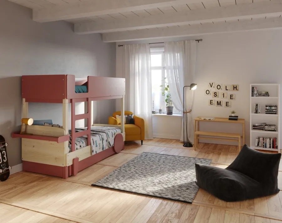 obrazek 1 Łóżko dziecięce piętrowe z rozwijanym zestawem i łóżkiem wysuwanym Montessori - Mathy by Bols