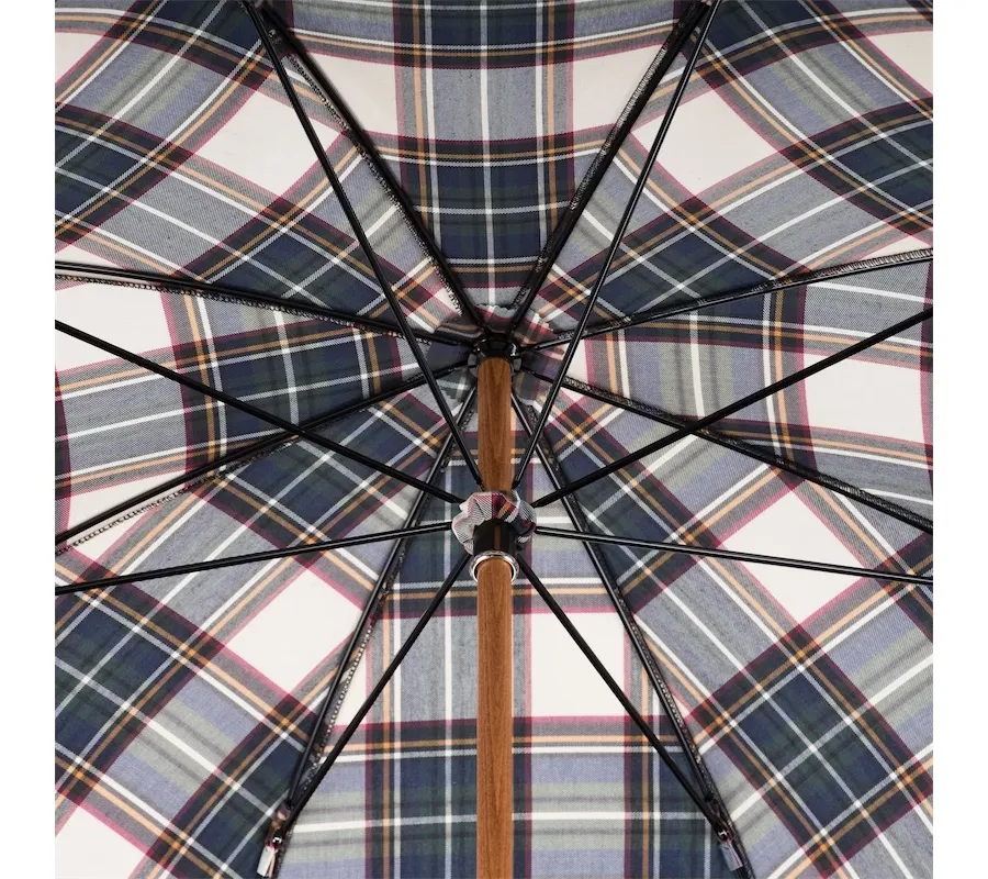 obrazek 5 Klasyczny parasol męski w kratę z piękną skórzaną rączką - Pasotti