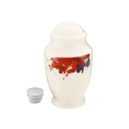 Zdjęcie Kremowa porcelanowa solniczka z Niemiec zdobiona motywem kwiatu geranium – Tettau