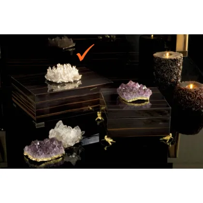 Picture Ebony box with crystal rock and nickel-plated accessories