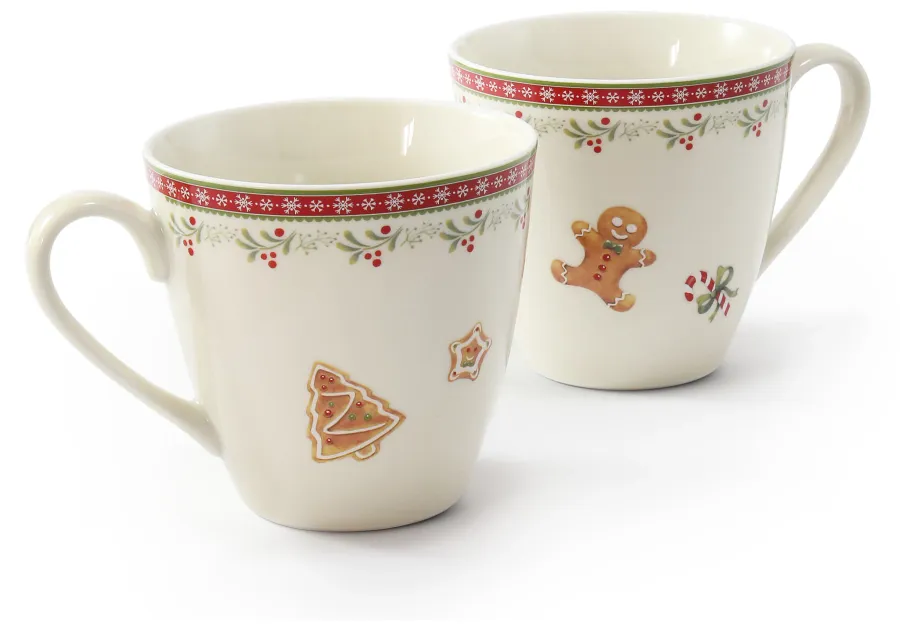 obrazek 1 Stylowy zestaw dwóch kubków z porcelany zdobionych bożonarodzeniowym motywem – Leander