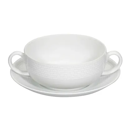 Picture A unique white cup and saucer from the Cesta collection with white relief decoration - Vista Alegre