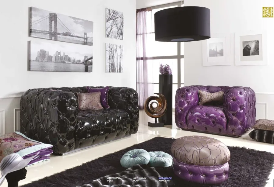 obrazek 1 Niepowtarzalne włoskie meble do salonu - sofa, pufa, fotel