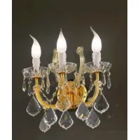 Picture Prestigious wall lamp with a gold-plated metal frame covered with glass arms and pendants – Il Paralume Marina