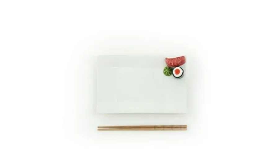 obrazek 1 Mały prostokątny zdobiony talerz do sushi - Le Ceramiche