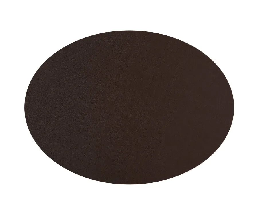 obrazek 3 Duża owalna podkładka stołowa 47,5x35 cm ze skóry w kolorze cappuccino i czekoladowym