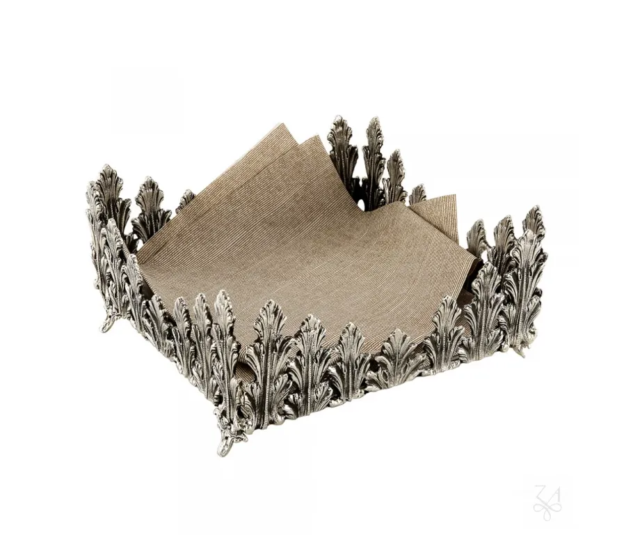 obrazek 2 Oryginalny srebrny serwetnik zdobiony motywem liści - Zaramella Argenti