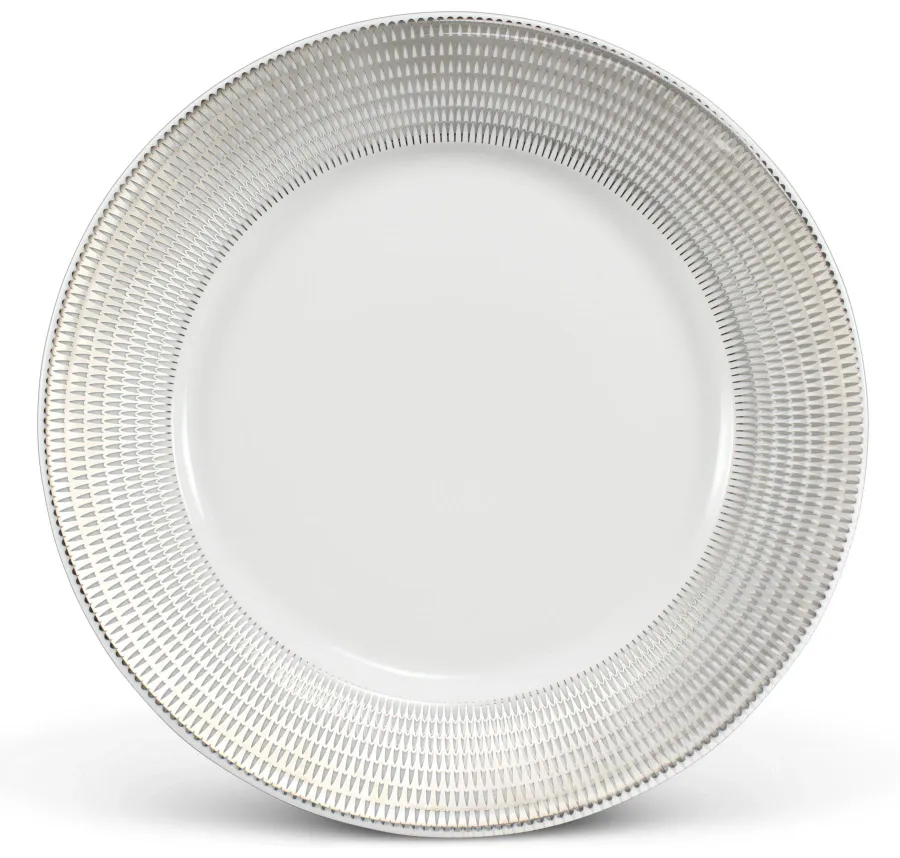 obrazek 1 Nowoczesny duży płaski talerz z porcelany ze srebrnym zdobieniem z kolekcji Angel wings – Leander