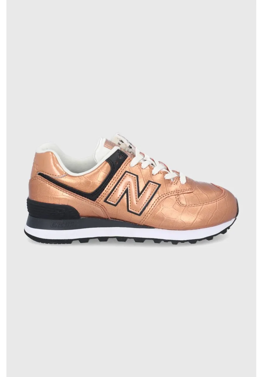 obrazek 1 New Balance Buty skórzane WL574PX2 kolor złoty na płaskiej podeszwie WL574PX2-224