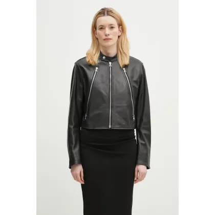 Zdjęcie MM6 Maison Margiela kurtka skórzana kolor czarny przejściowa oversize S52AM0317