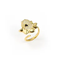Picture Beautiful adjustable ring made of 18-carat gold-plated silver, finished with white zircons