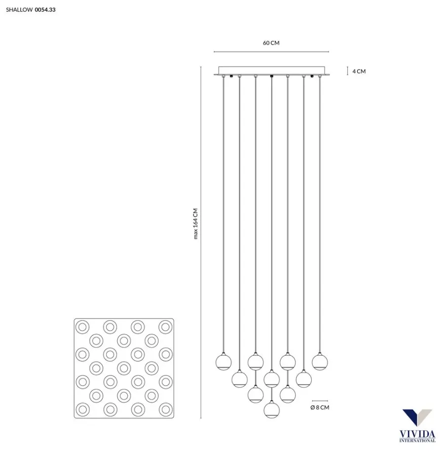 obrazek 2 Designerski żyrandol, lampa wisząca Shallow - 25 metalowych kul oświetleniowych