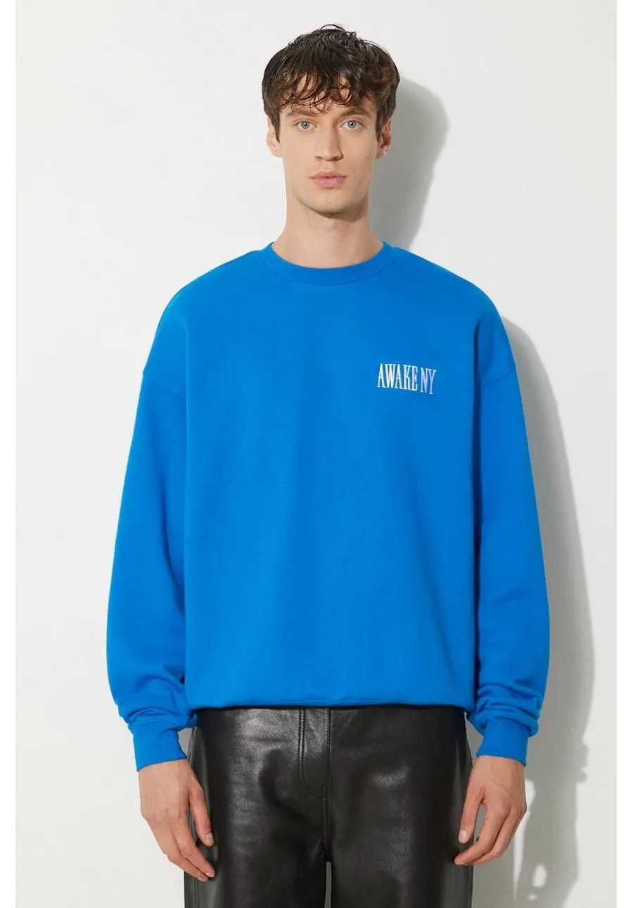 obrazek 1 Awake NY bluza bawełniana Awake Crewneck męska kolor niebieski z aplikacją SP24-CN002