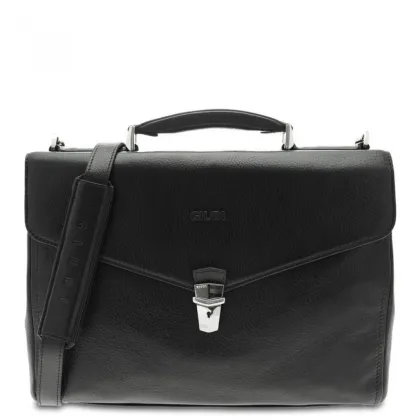 Zdjęcie Czarna elegancka aktówka ze skóry - Giudi