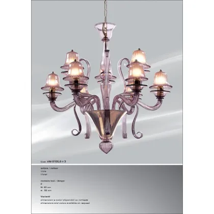 Zdjęcie Luksusowy żyrandol z dziewięcioma światłami w kolorze fioletowym - Il Paralume Marina