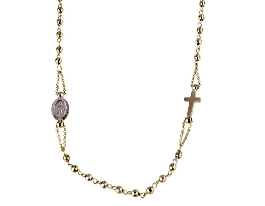 obrazek 1 Cudowny łańcuszek różaniec typu choker o długości 45 cm z fasetowanymi koralikami