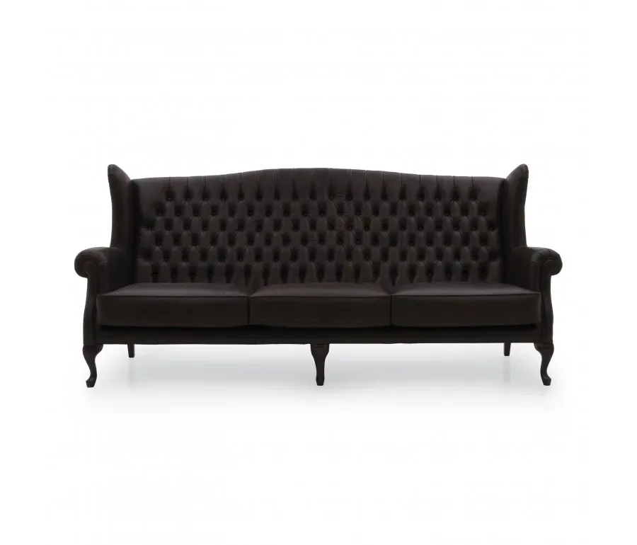 obrazek 2 Czarna skórzana sofa w klasycznym stylu - Sevensedie