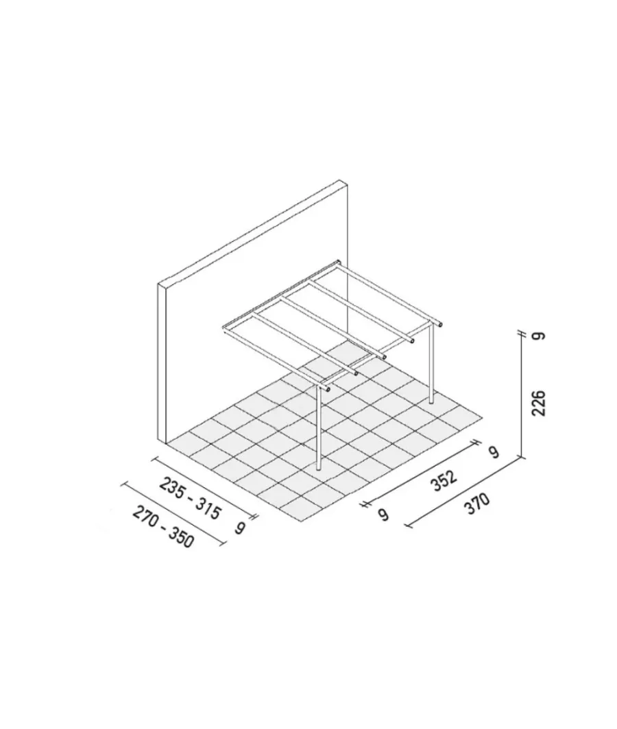 obrazek 2 Stylowa pojedyncza dołączona pergola Nagi 370×270 cm
