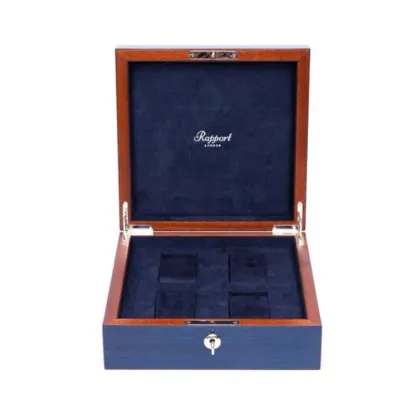 Picture Elegant wooden box for 4 navy blue watches