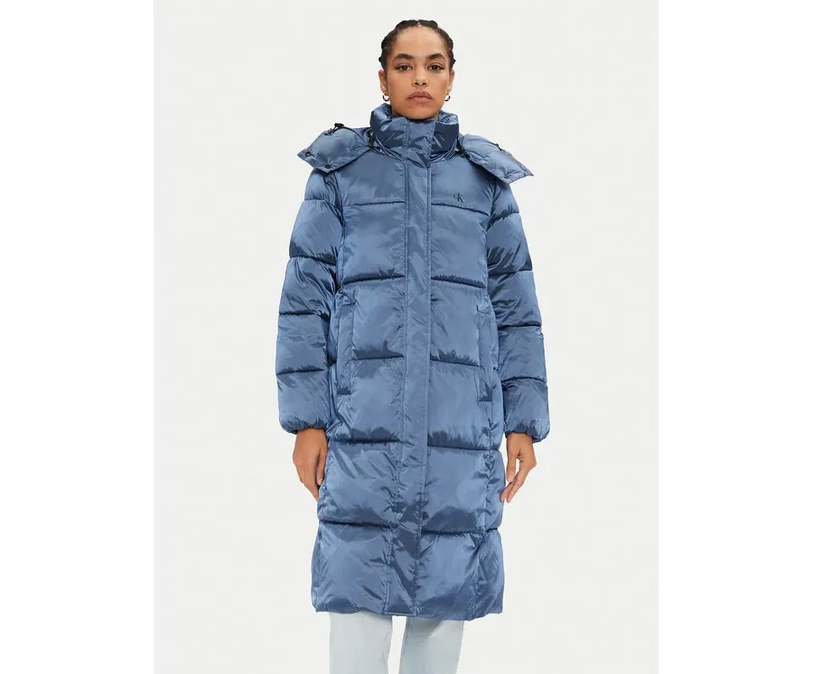 obrazek 1 Calvin Klein Jeans Kurtka zimowa Shiny Monologo J20J224617 Niebieski Regular Fit