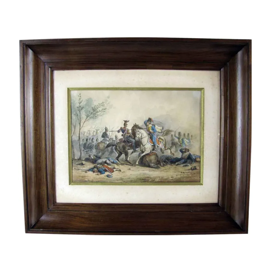 obrazek 2 Gwasz na papierze przedstawiający bitwę związaną z wojną francusko-pruską 1870 r.