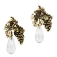 Picture Antique Earrings 18K Gold Plated Silver Clear Obsidian