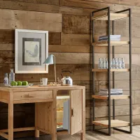 Zdjęcie Nowoczesny, otwarty regał o żelaznej konstrukcji, 5 półek z litego drewna jodłowego - Zanini