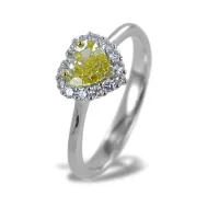 Picture Italian ring with a fancy yellow heart with a diamond and diamonds
