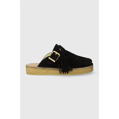 Zdjęcie Clarks klapki zamszowe Trek Mule damskie kolor czarny 26168577