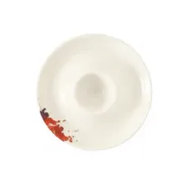 Zdjęcie Stylowy kremowy talerzyk na jajko z porcelany zdobiony motywem kwiatu geranium – Tettau