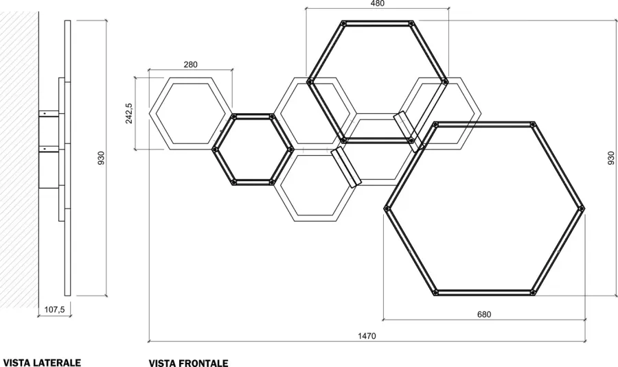 obrazek 4 Stylowy kinkiet ścienny z kolekcji Hexagon z mosiądzu z paskiem LED – Il Paralume Marina