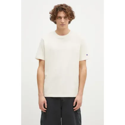 Zdjęcie Champion t-shirt bawełniany Crewneck męski kolor beżowy gładki 220713