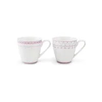 Zdjęcie Zestaw dwóch kubków z porcelany zdobiony subtelnym różowym ornamentem – Leander