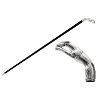 Picture Luxurious black walking stick with a greyhound-shaped handle - Pasotti