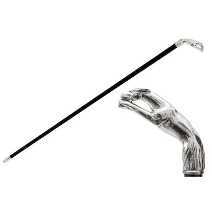 Zdjęcie Luksusowa czarna laska z rękojeścią w kształcie charta – Pasotti