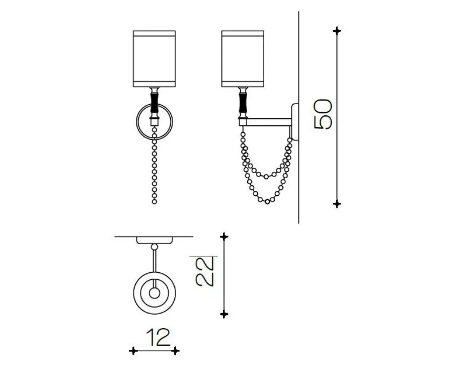obrazek 1 Stylowa lampa ścienna z mosiądzu z rzędami kryształowych pereł z abażurami z białej organzy - Il Paralume Marina