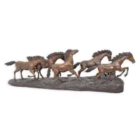 Picture A luxurious bronze sculpture of a herd of running horses