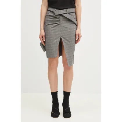 Zdjęcie Ottolinger spódnica z domieszką wełny Drape Pencil kolor szary mini ołówkowa 123-300523-02