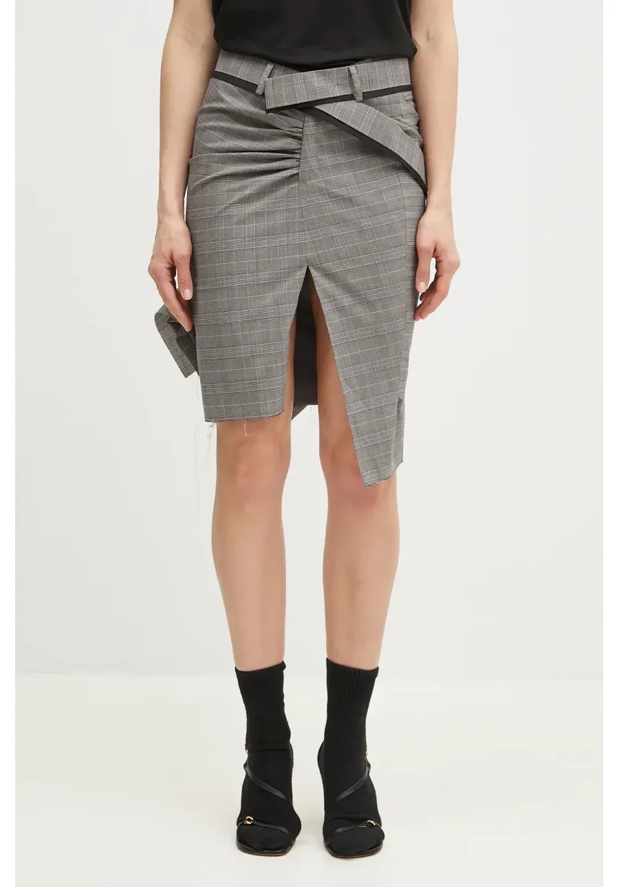 obrazek 1 Ottolinger spódnica z domieszką wełny Drape Pencil kolor szary mini ołówkowa 123-300523-02
