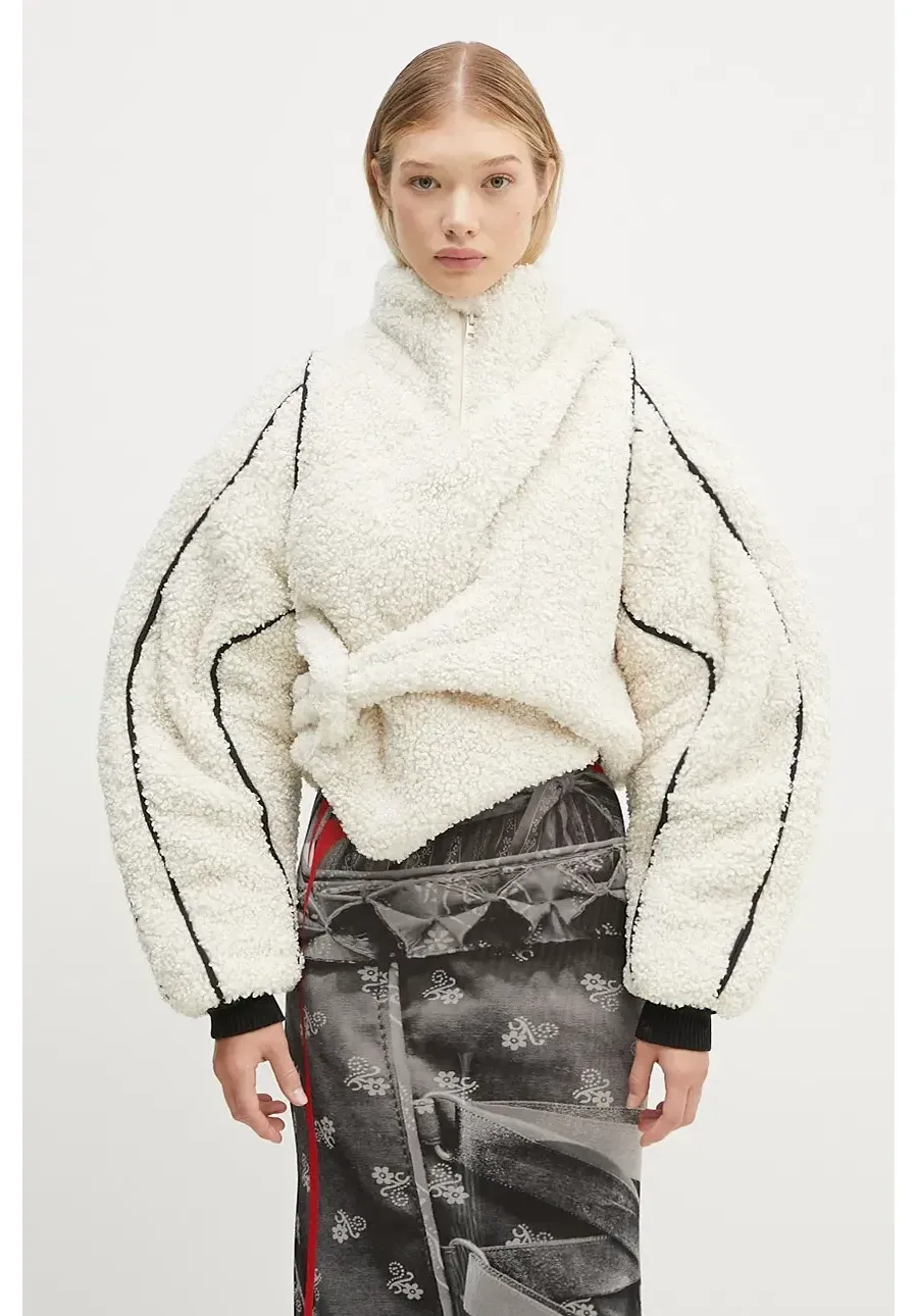 obrazek 1 Ottolinger kurtka Asymmetrical Teddy Jacket damska kolor beżowy przejściowa 1090603121