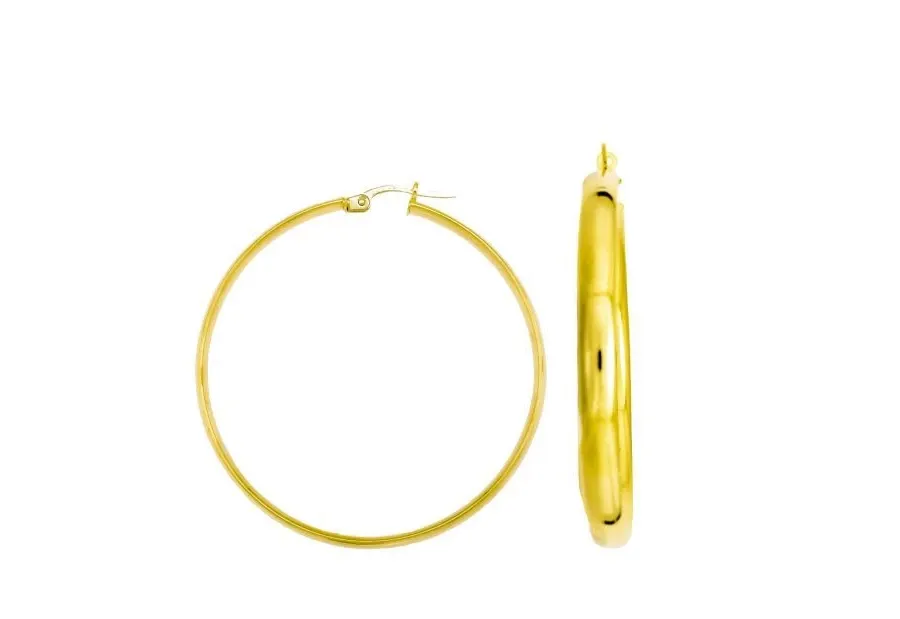 obrazek 1 Piękne złote kolczyki z bagnetowym haczykiem 40 mm