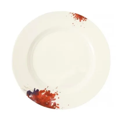 Zdjęcie Kremowy porcelanowy okrągły półmisek zdobiony motywem kwiatu geranium – Tettau