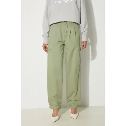 Zdjęcie Carhartt WIP spodnie bawełniane Collins Pant kolor zielony fason cargo high waist I029789.29MGD