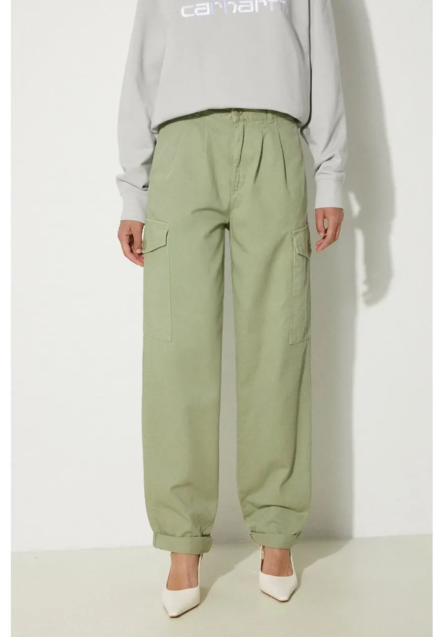 obrazek 1 Carhartt WIP spodnie bawełniane Collins Pant kolor zielony fason cargo high waist I029789.29MGD