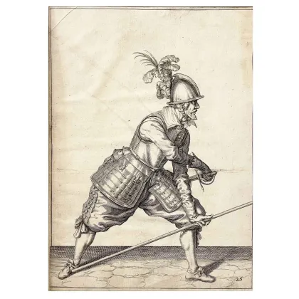 Picture Engraving by Jacob de Gheyn Soldier in battle, 17th century